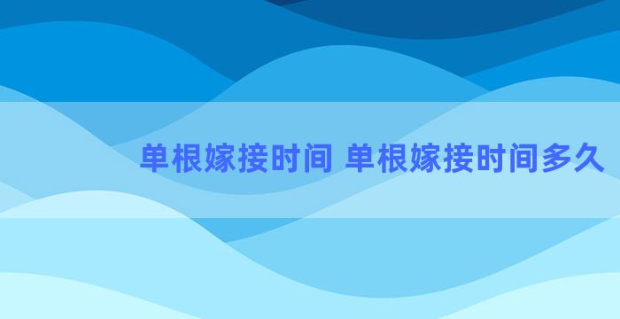 单根嫁接时间 单根嫁接时间多久